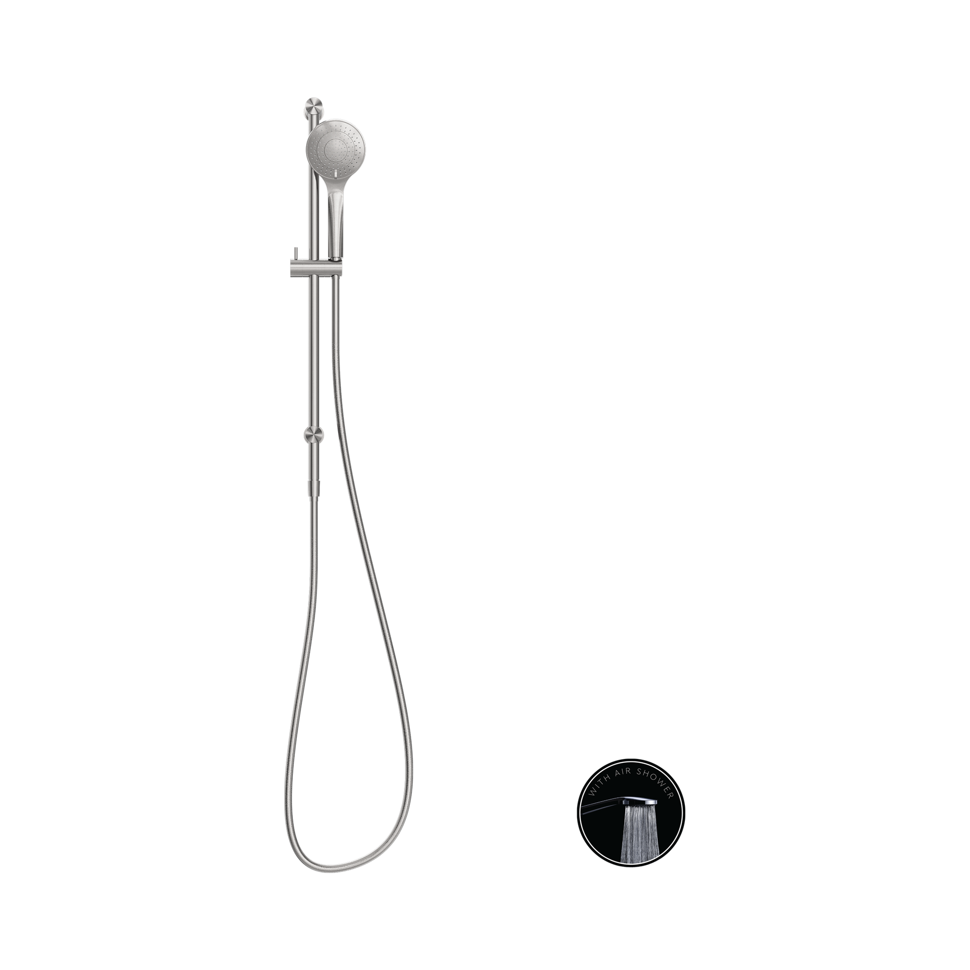 Nero Opal Shower Rail With Air Shower, Brushed Nickel