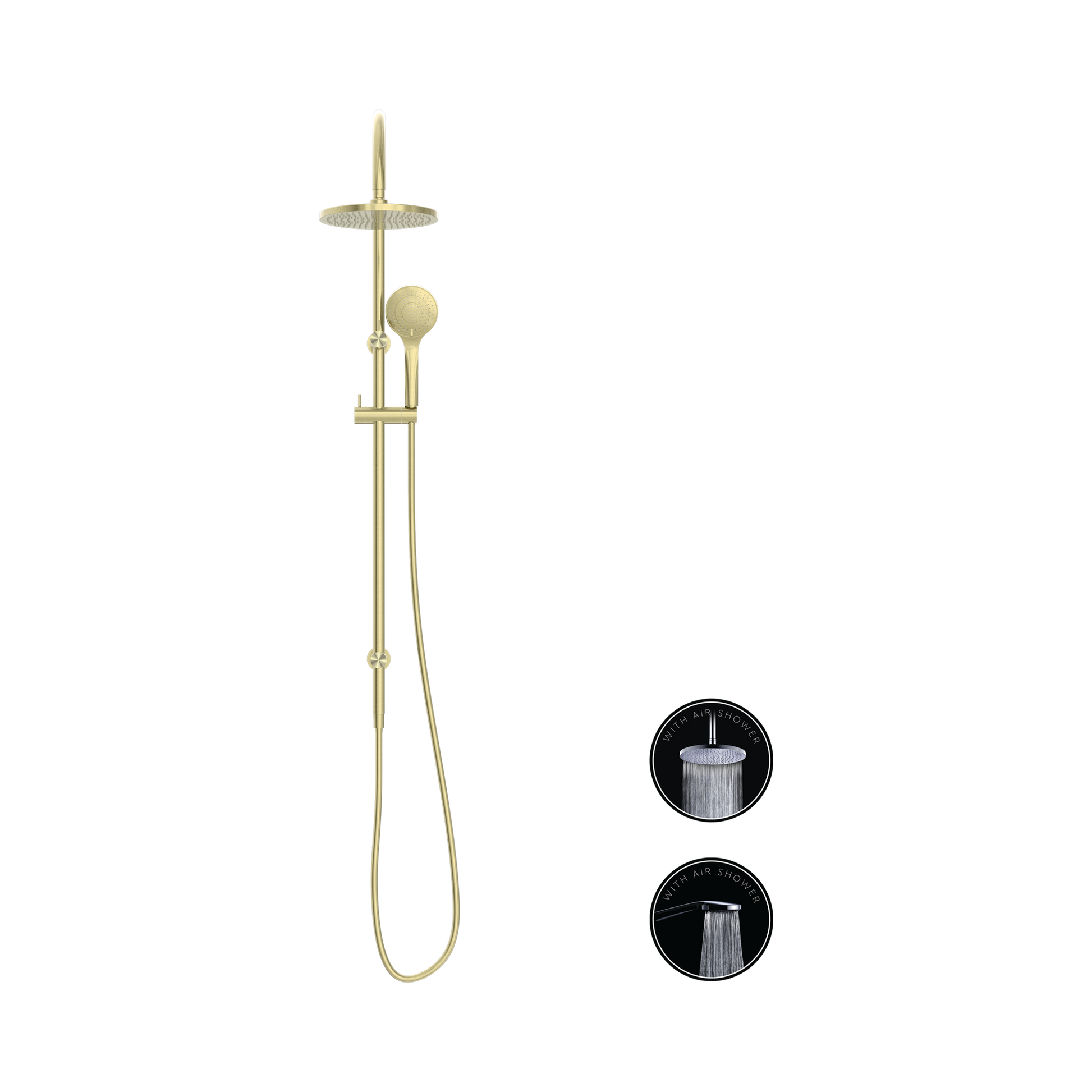 Nero Opal Twin Shower With Air Shower, Brushed Gold