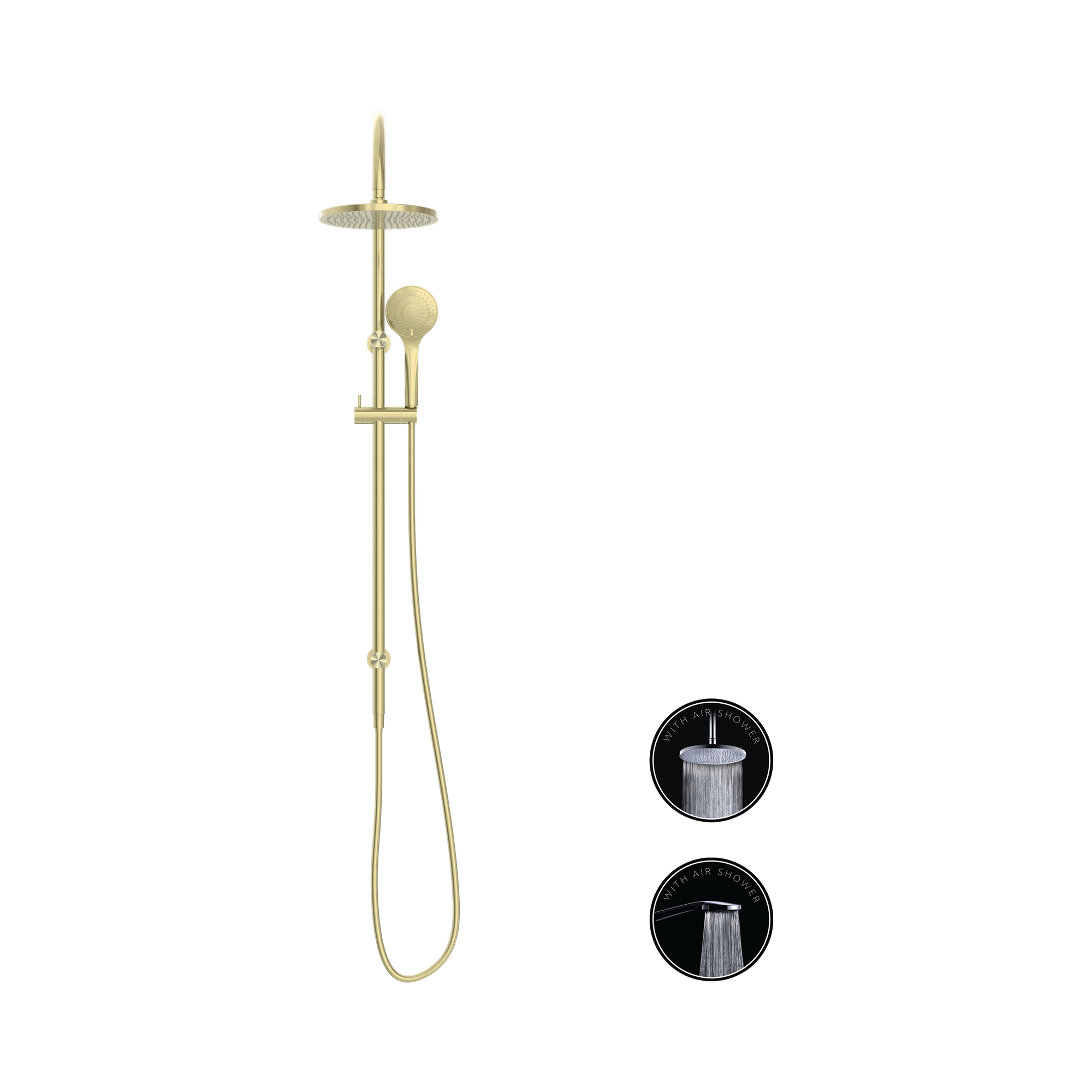Nero Opal Twin Shower With Air Shower, Brushed Gold