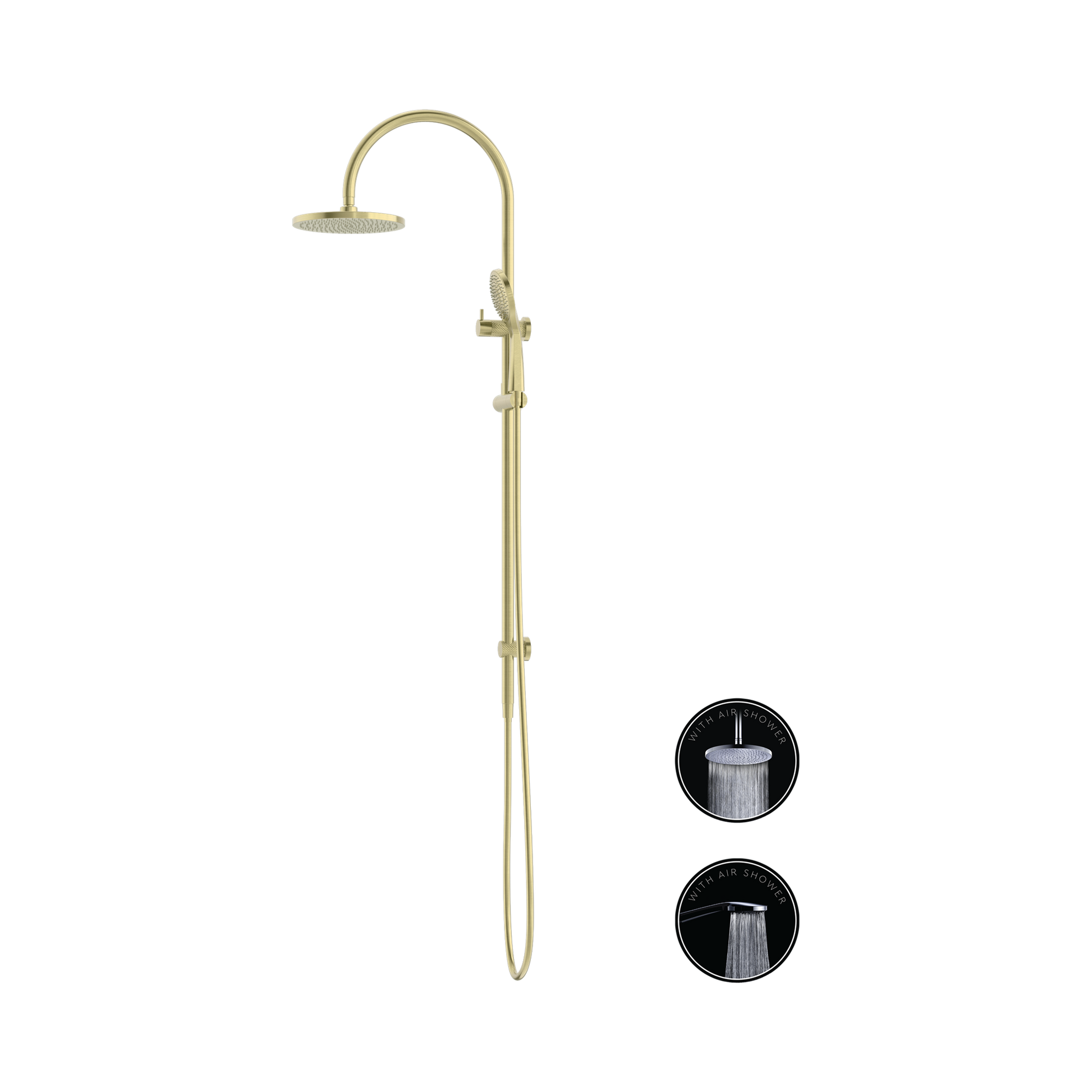 Nero Opal Twin Shower With Air Shower, Brushed Gold
