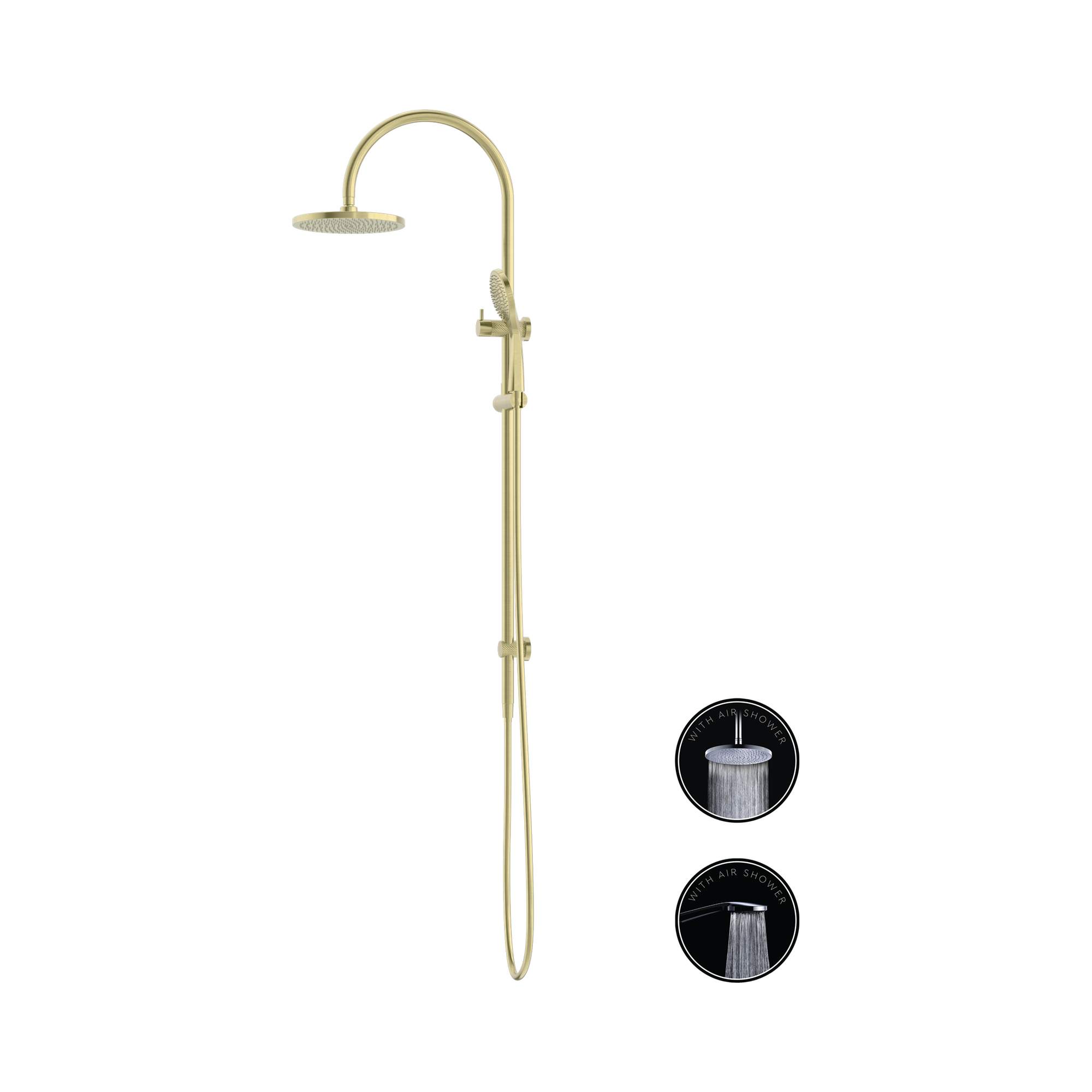 Nero Opal Twin Shower With Air Shower, Brushed Gold