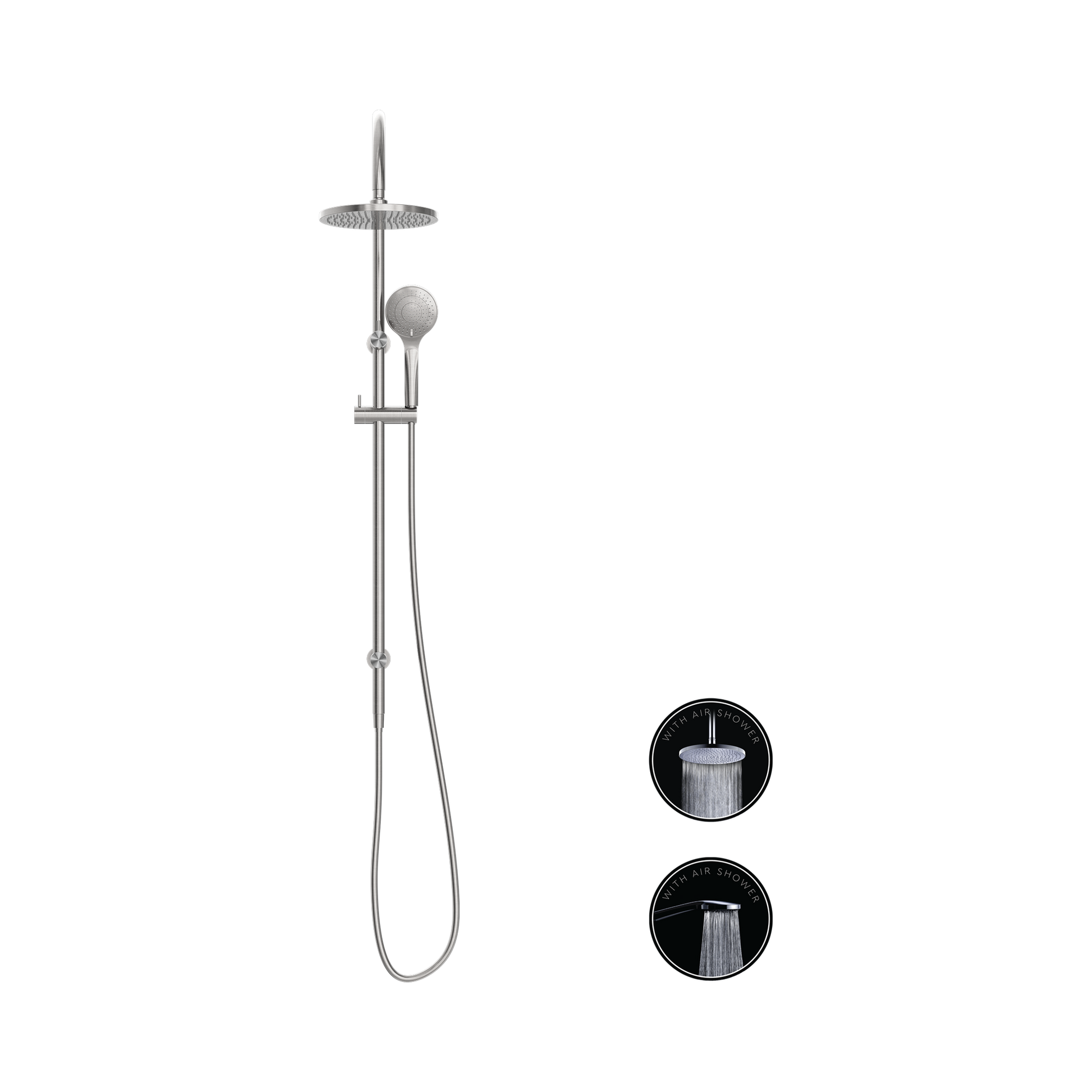 Nero Opal Twin Shower With Air Shower, Brushed Nickel