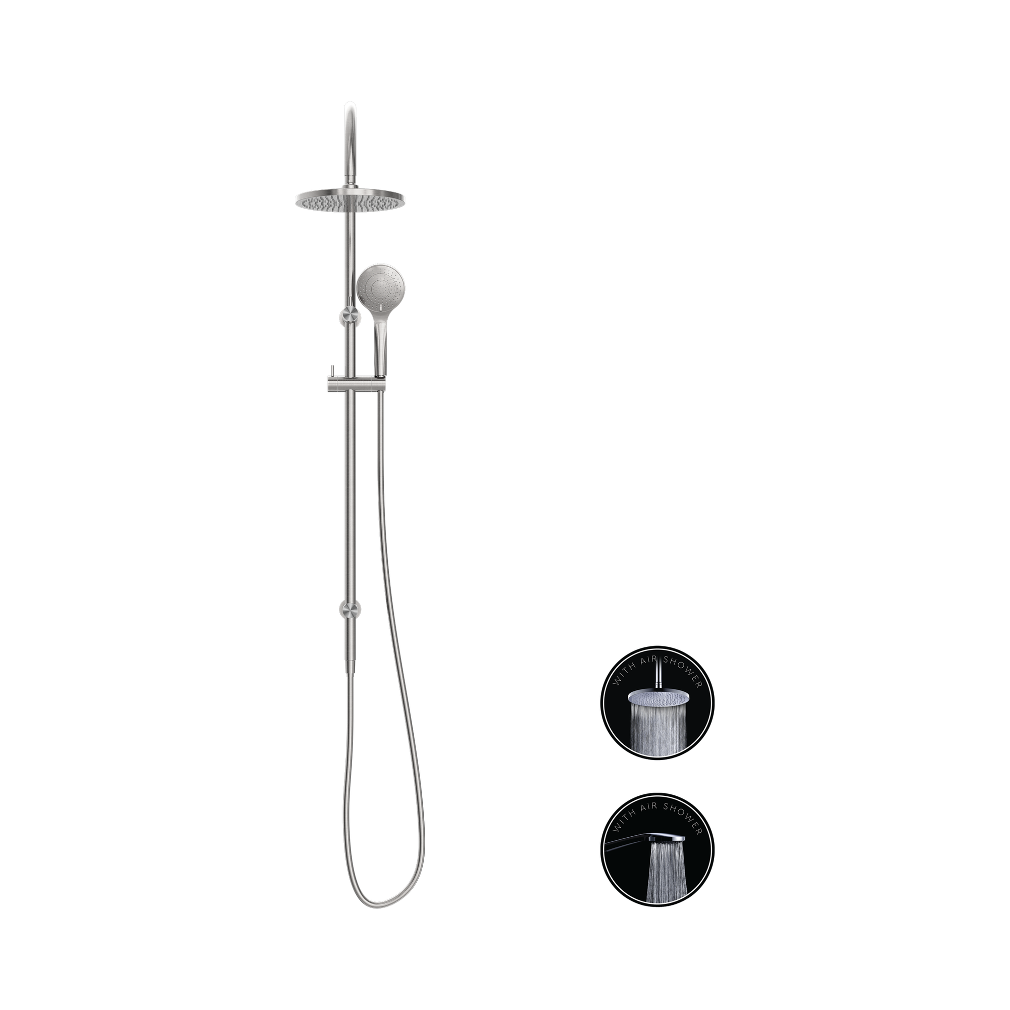 Nero Opal Twin Shower With Air Shower, Brushed Nickel