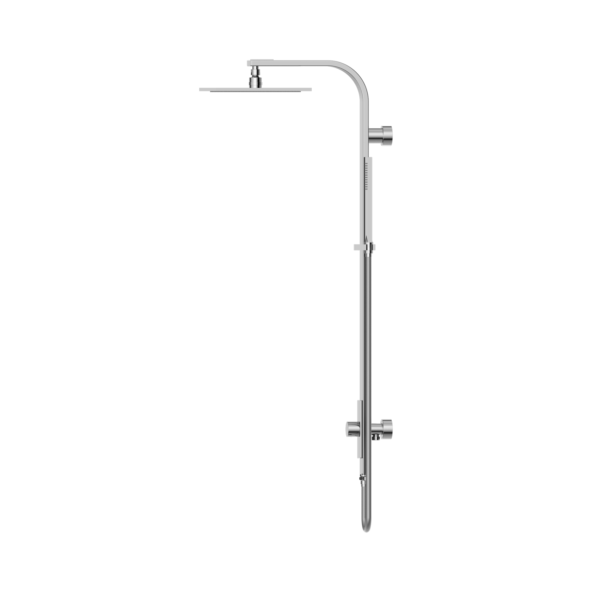 Nero Astra Rain Square Twin Shower Single Hose, Chrome
