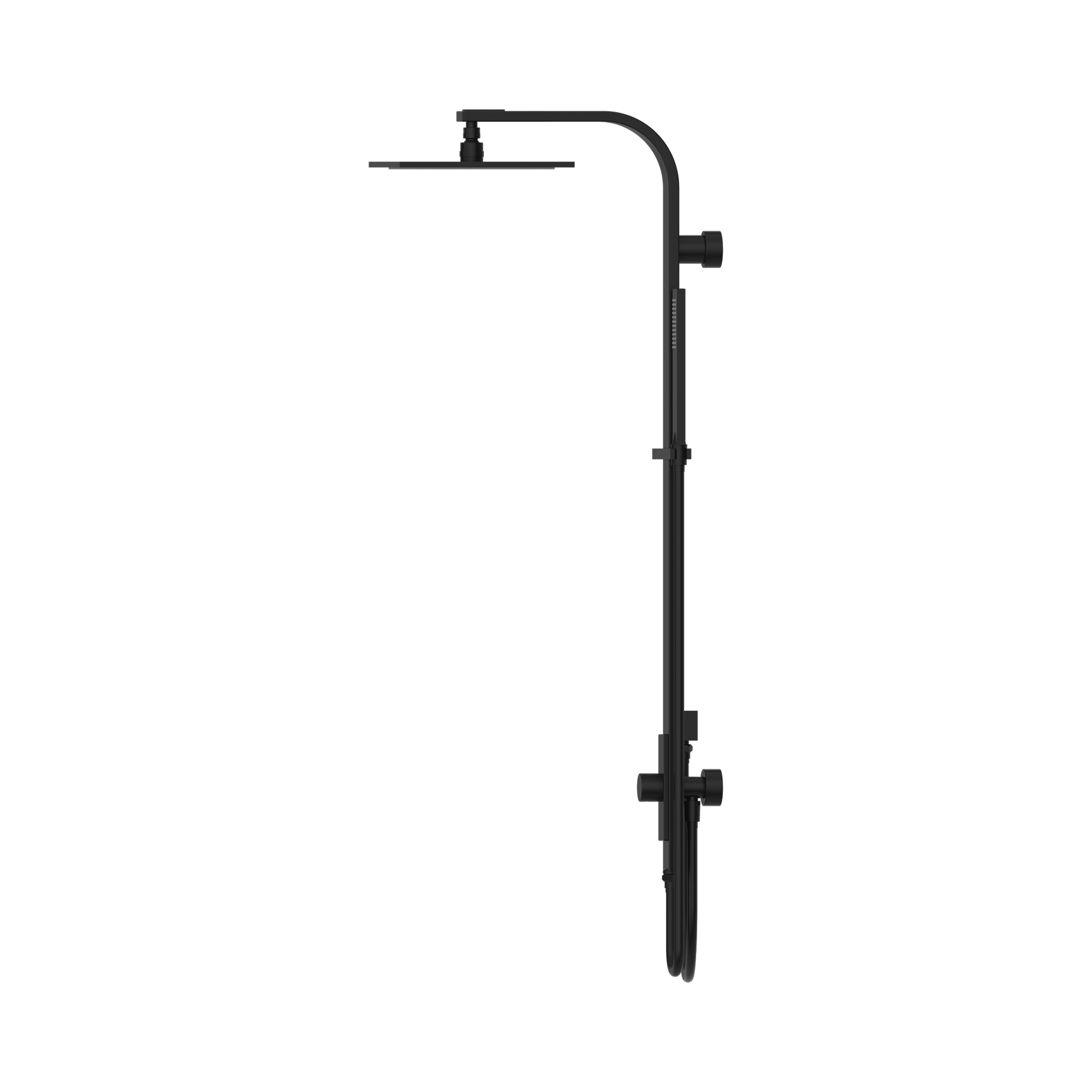 Nero Astra Rain Square Twin Shower Double Hose, Matte Black