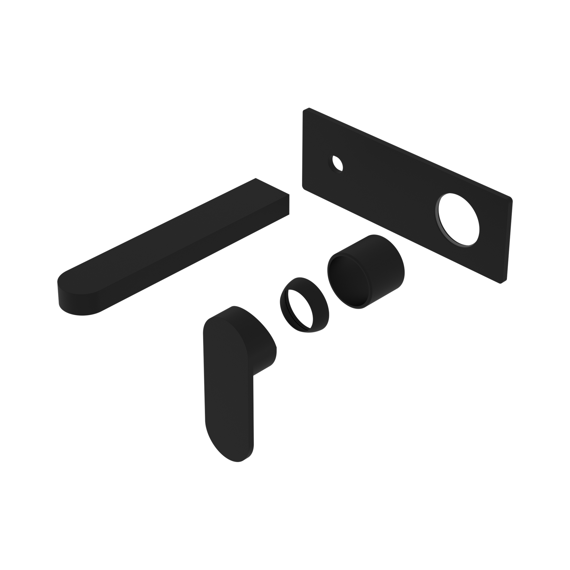 Nero Ecco Wall Mixer Set Trim Kits Only, Matte Black