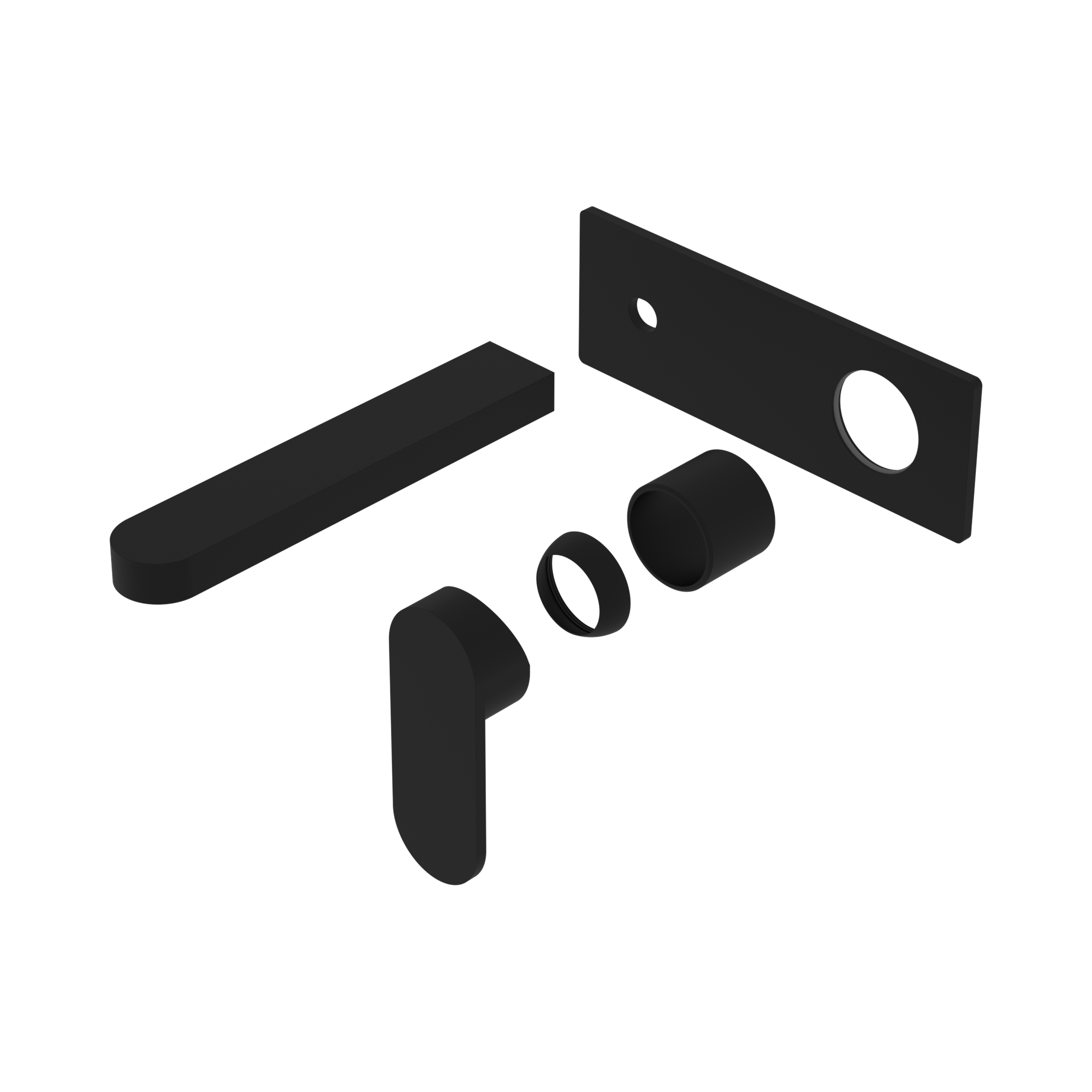 Nero Ecco Wall Mixer Set Trim Kits Only, Matte Black