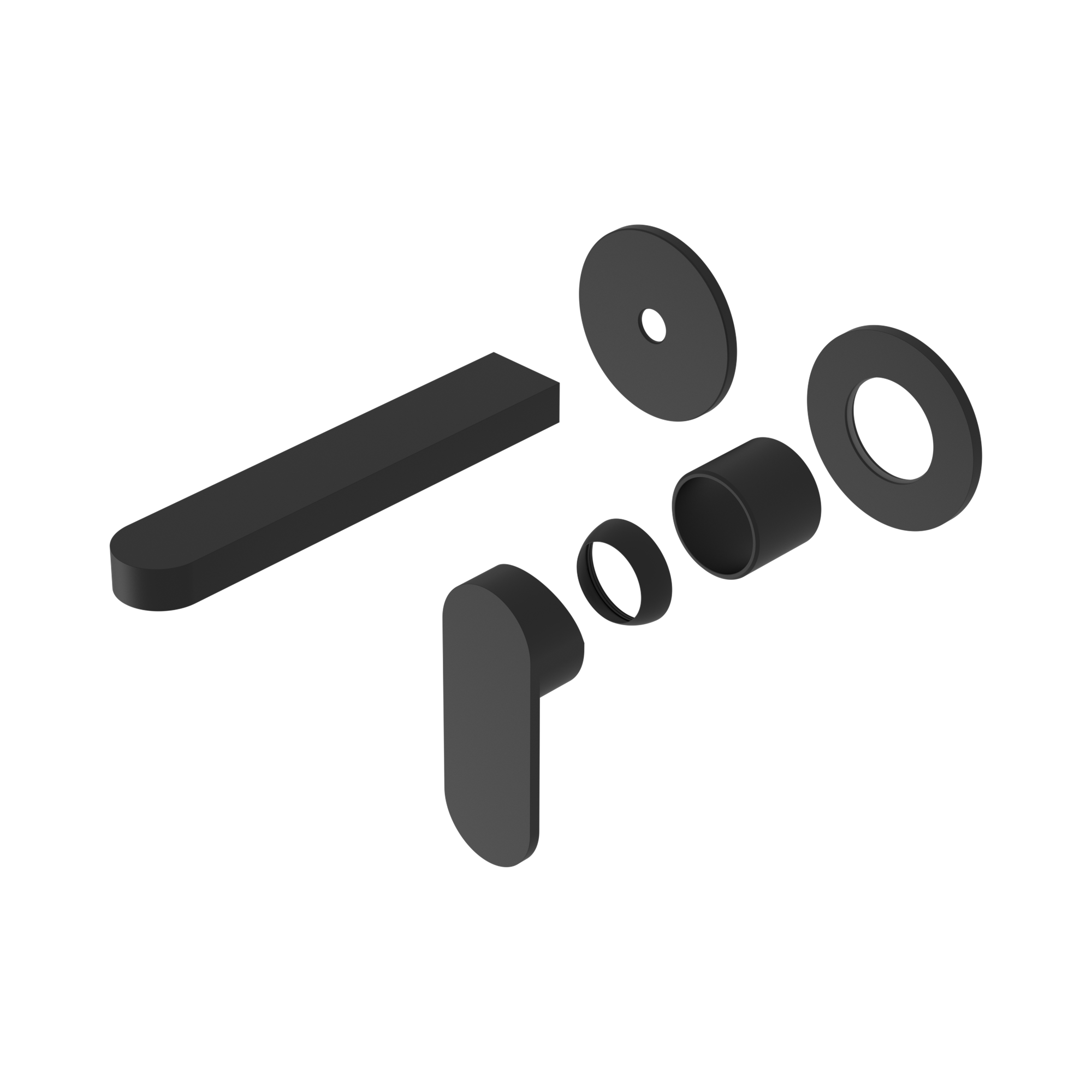 Nero Ecco Wall Mixer Set Separate Back Plate Trim Kits Only, Matte Black