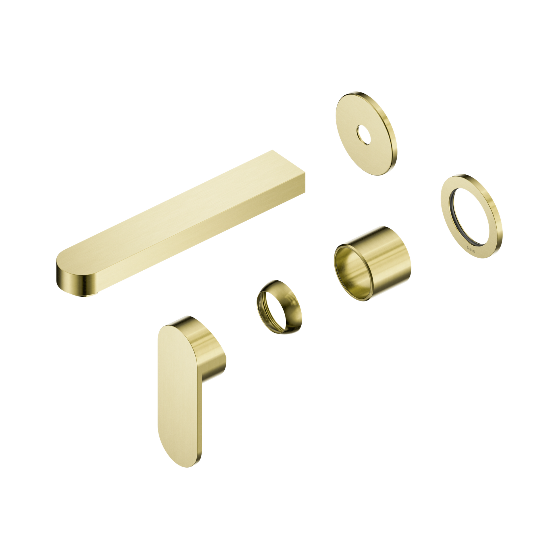 Nero Ecco Wall Mixer Set Separate Back Plate 60mm Trim Kits Only, Brushed Gold