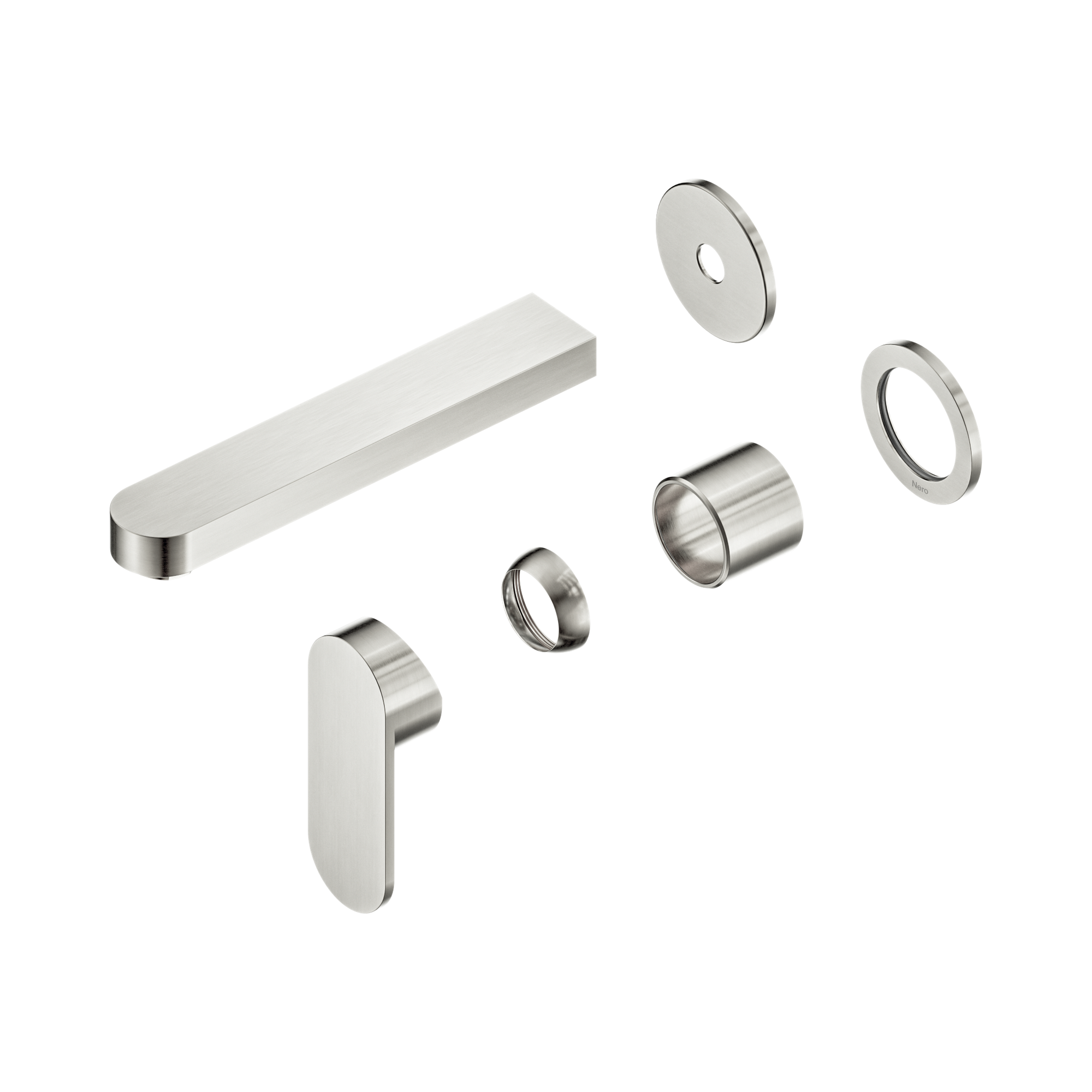 Nero Ecco Wall Mixer Set Separate Back Plate 60mm Trim Kits Only, Brushed Nickel
