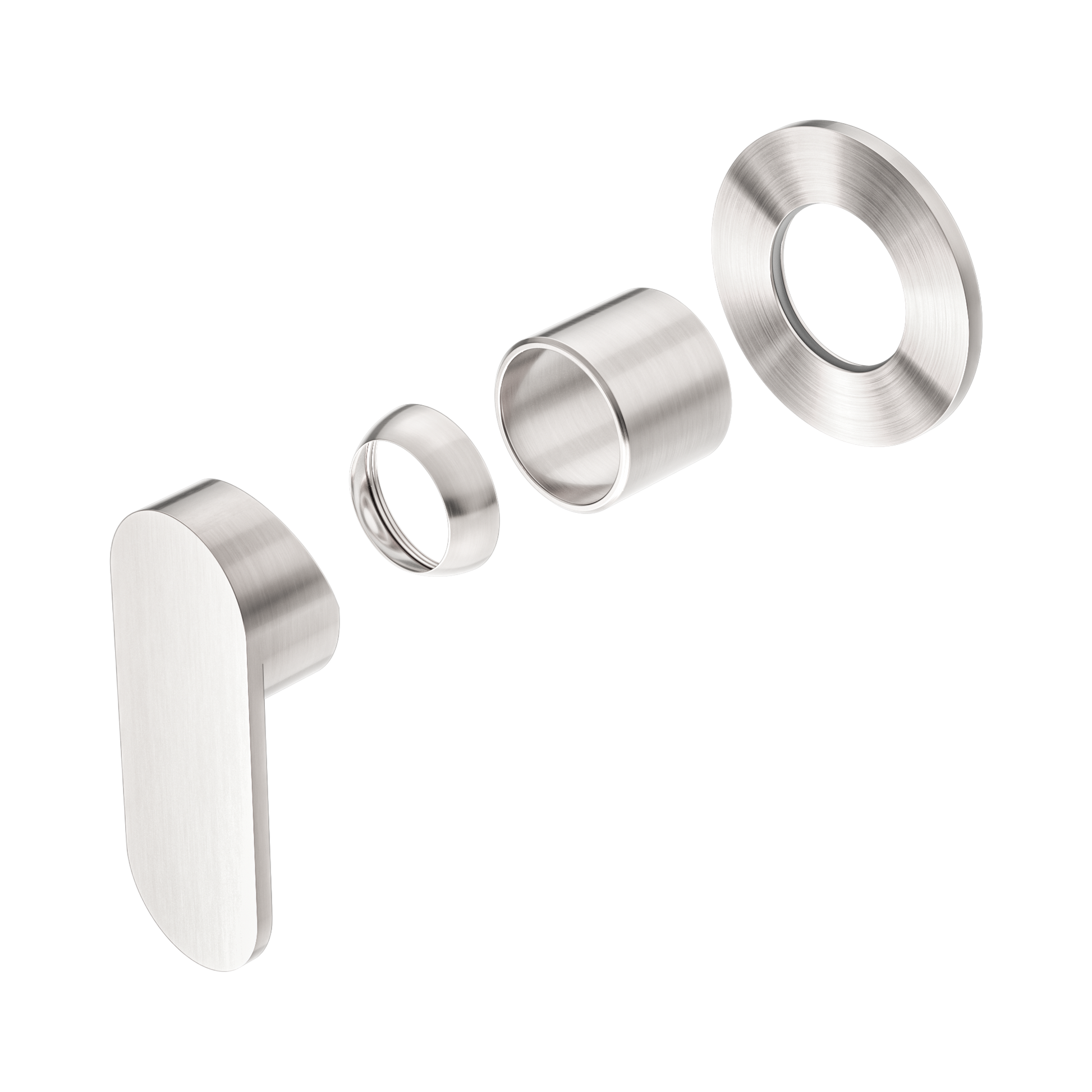 Nero Ecco Wall/Shower Mixer 80mm Round Plate Trim Kits Only, Brushed Nickel