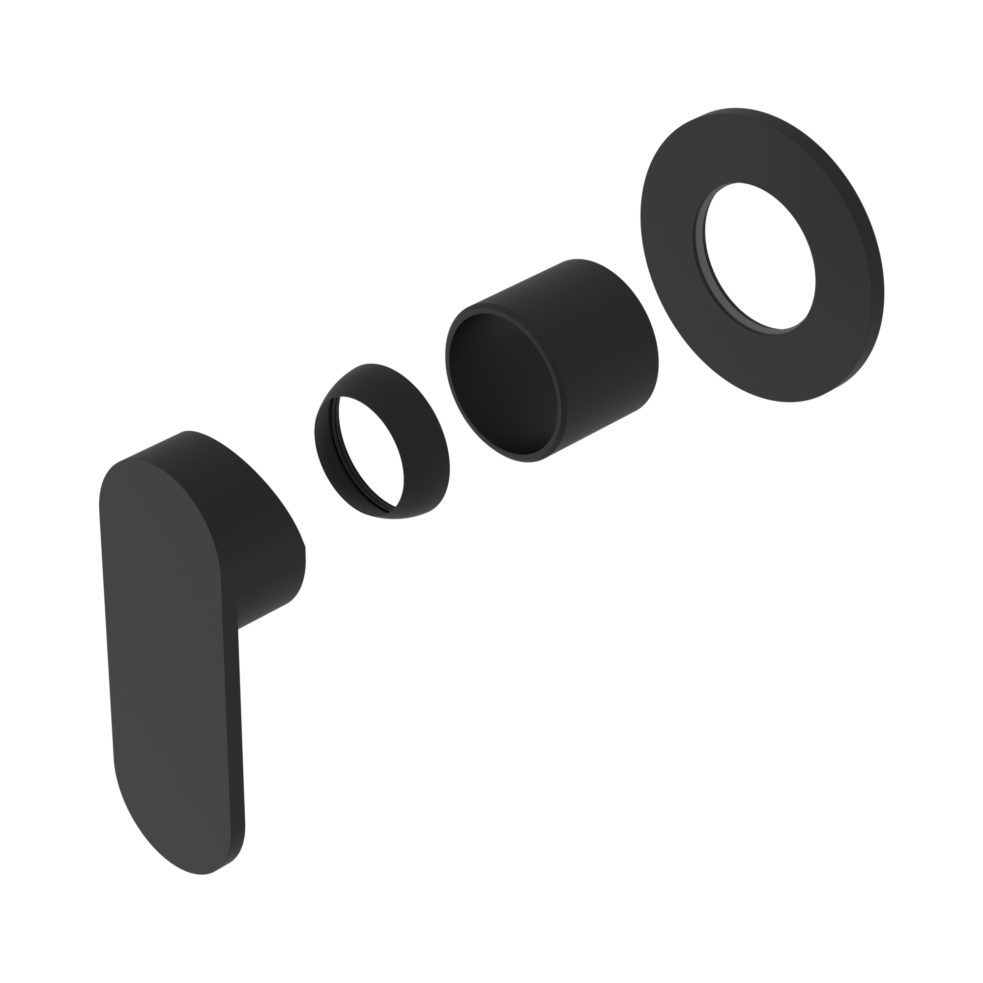 Nero Ecco Wall/Shower Mixer 80mm Round Plate Trim Kits Only, Matte Black
