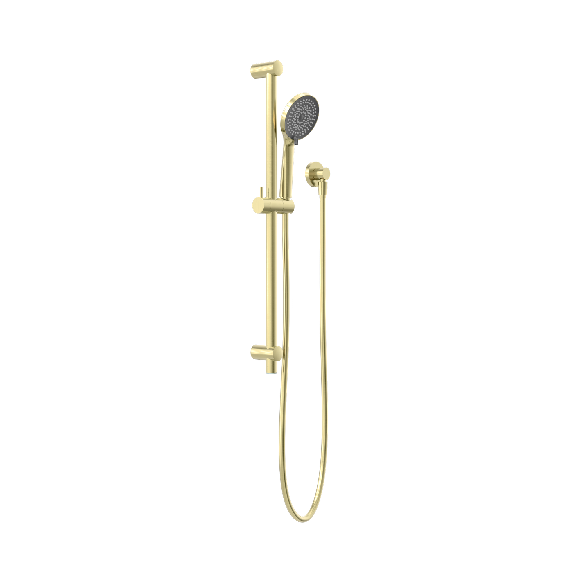 Nero Round Metal Project Rail Shower, Brushed Gold