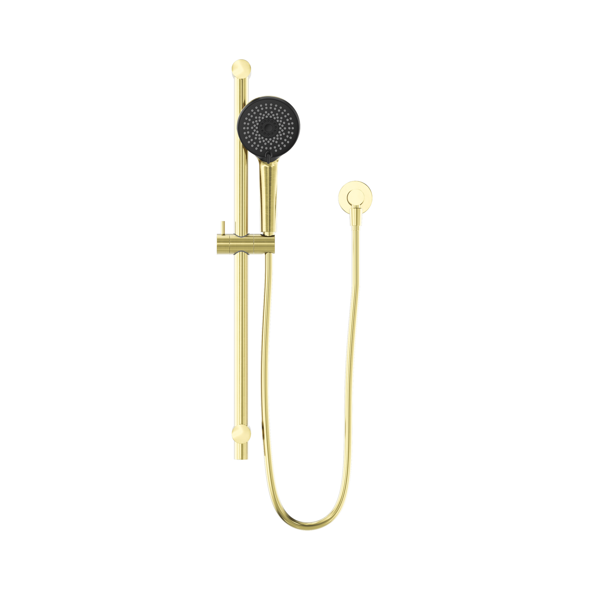 Nero Round Metal Project Rail Shower, Brushed Gold