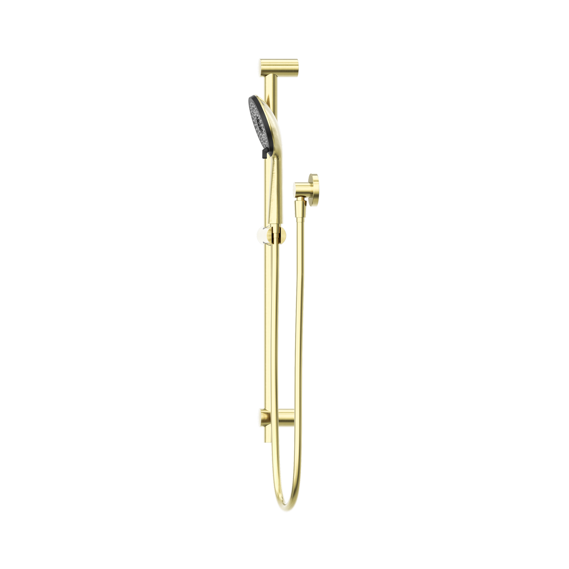 Nero Round Metal Project Rail Shower, Brushed Gold