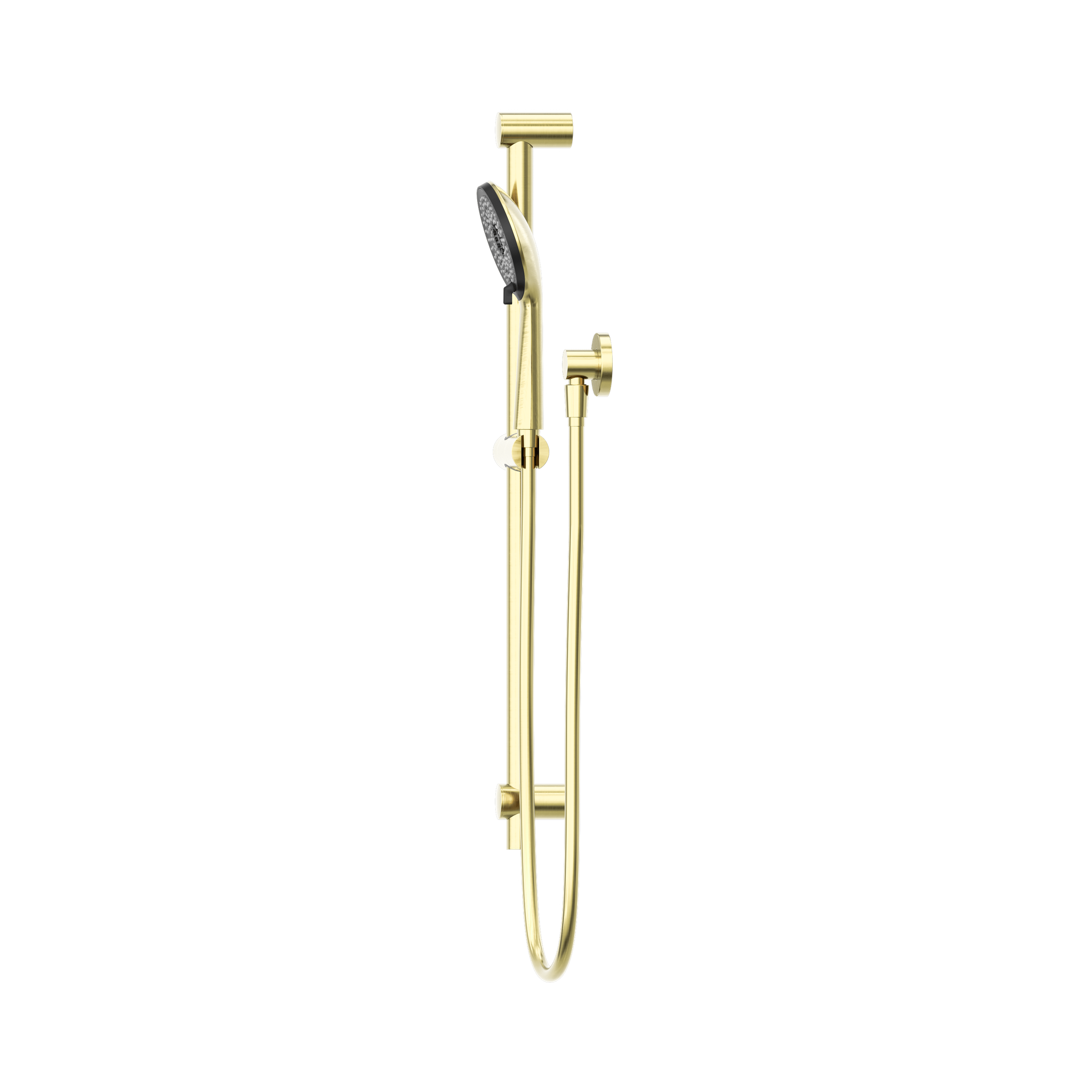 Nero Round Metal Project Rail Shower, Brushed Gold