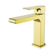 Nero Bianca Basin Mixer Straight Spout, Brushed Gold