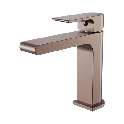 Nero Bianca Basin Mixer Straight Spout, Brushed Bronze