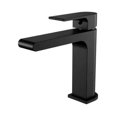 Nero Bianca Basin Mixer Straight Spout, Matte Black