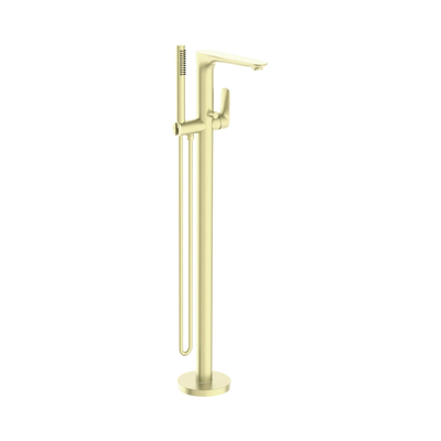 Nero Bianca Freestanding Bath Mixer With Hand Shower, Brushed Gold