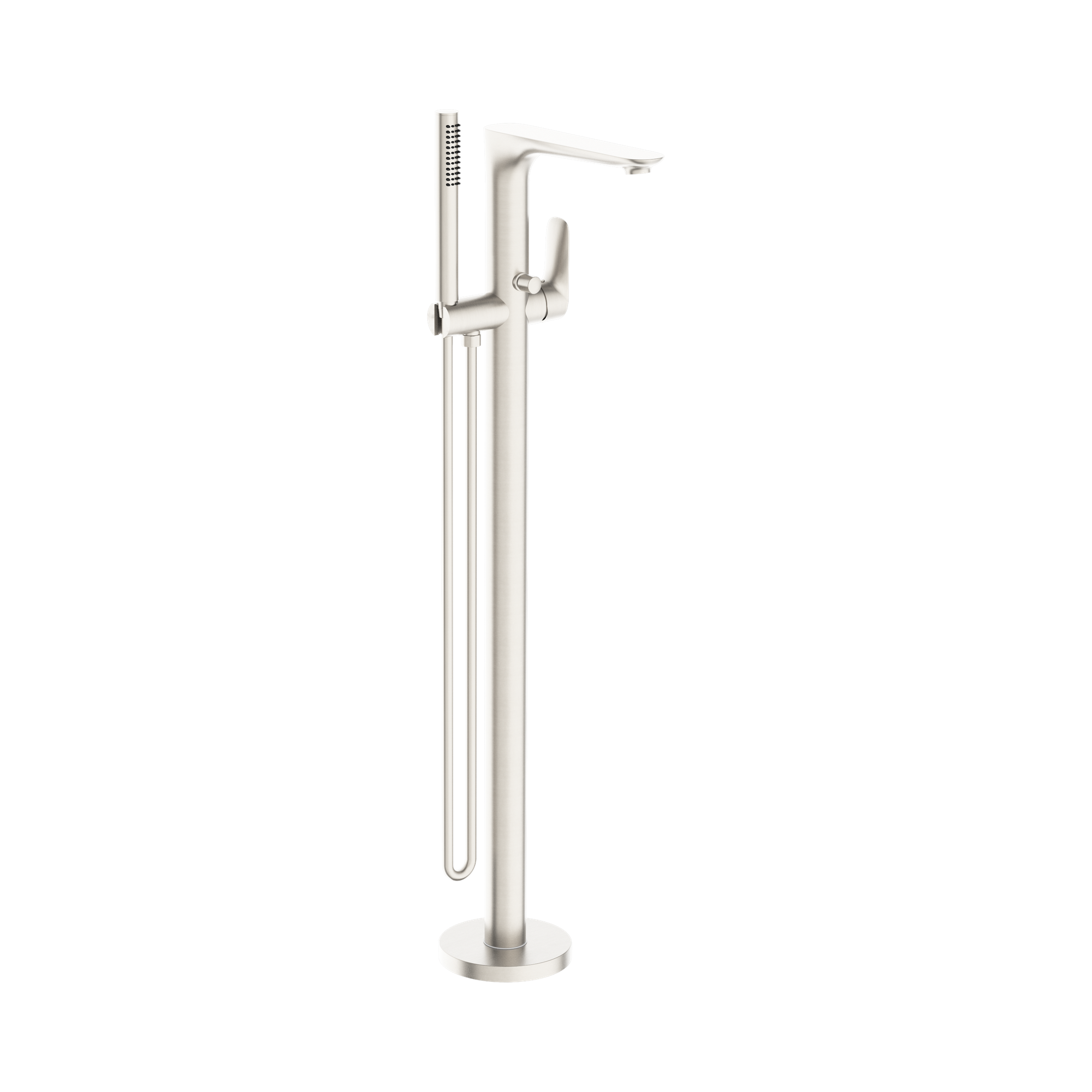 Nero Bianca Freestanding Bath Mixer With Hand Shower, Brushed Nickel