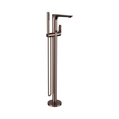 Nero Bianca Freestanding Bath Mixer With Hand Shower, Brushed Bronze