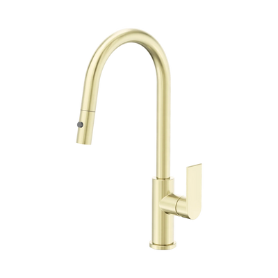 Nero Bianca Pull Out Sink Mixer With Vegie Spray Function, Brushed Gold
