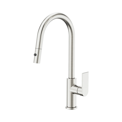 Nero Bianca Pull Out Sink Mixer With Vegie Spray Function, Brushed Nickel