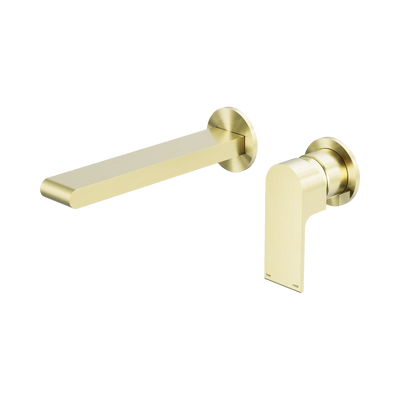 Nero Bianca Wall Basin/Bath Mixer Separate Back Plate 187mm, Brushed Gold