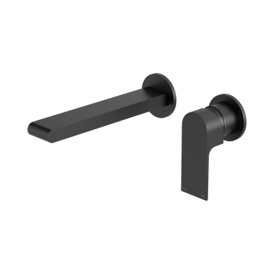 Nero Bianca Wall Basin/Bath Mixer Separate Back Plate 187mm, Matte Black