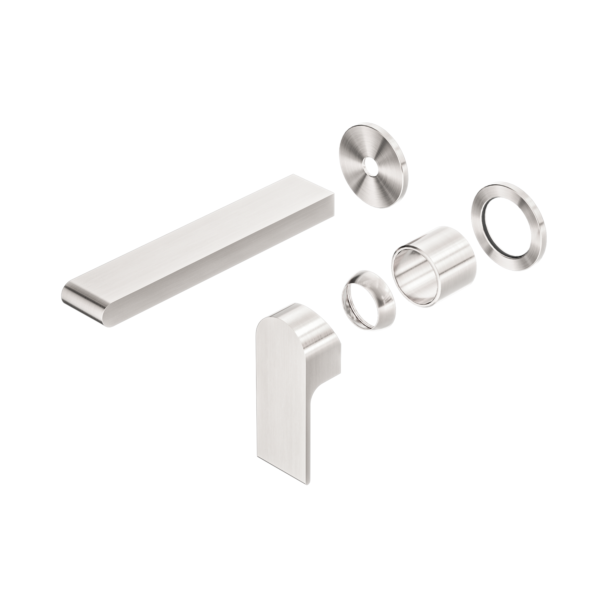 Nero Bianca Wall Mixer Set Separate Back Plate 187mm Trim Kits Only, Brushed Nickel