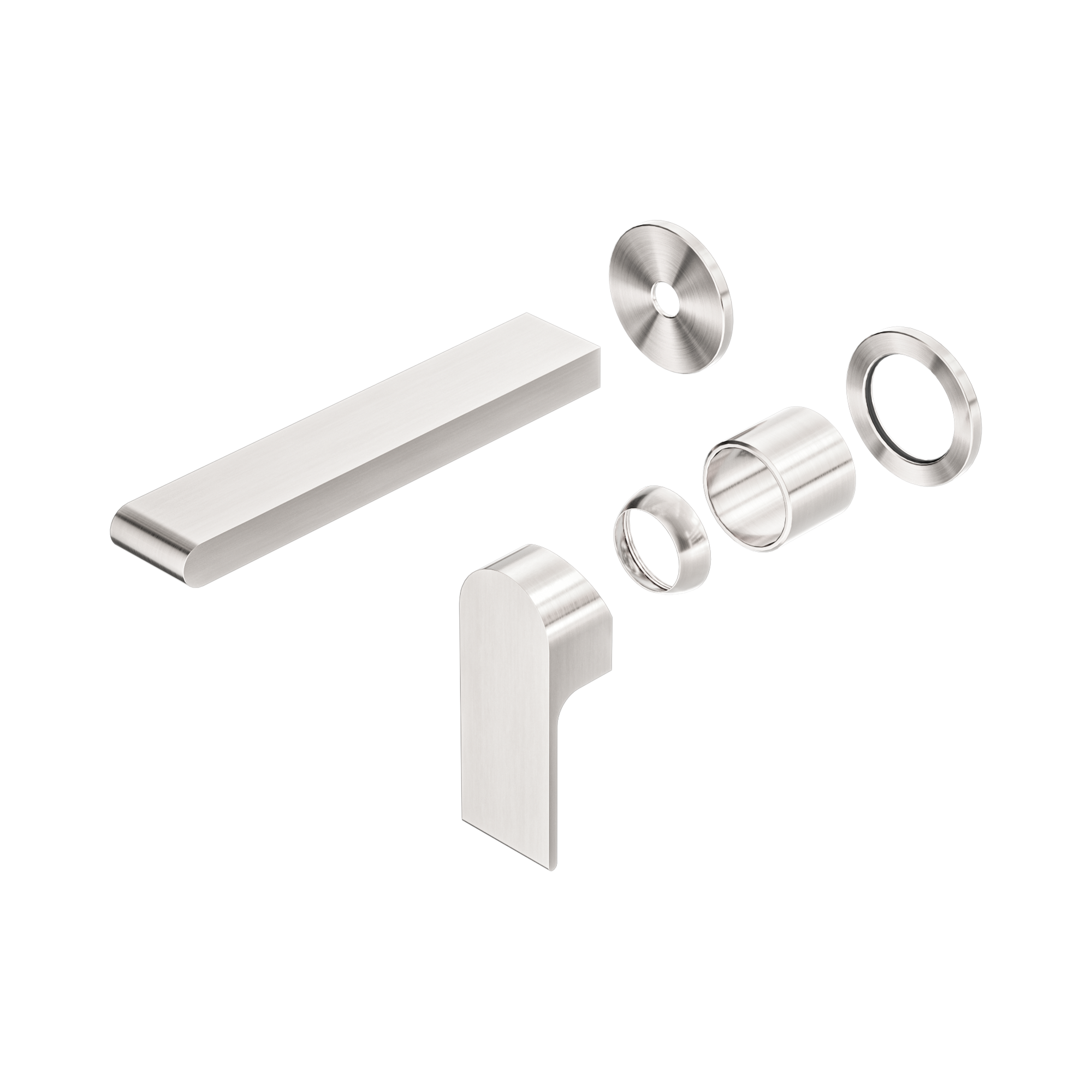 Nero Bianca Wall Mixer Set Separate Back Plate 187mm Trim Kits Only, Brushed Nickel