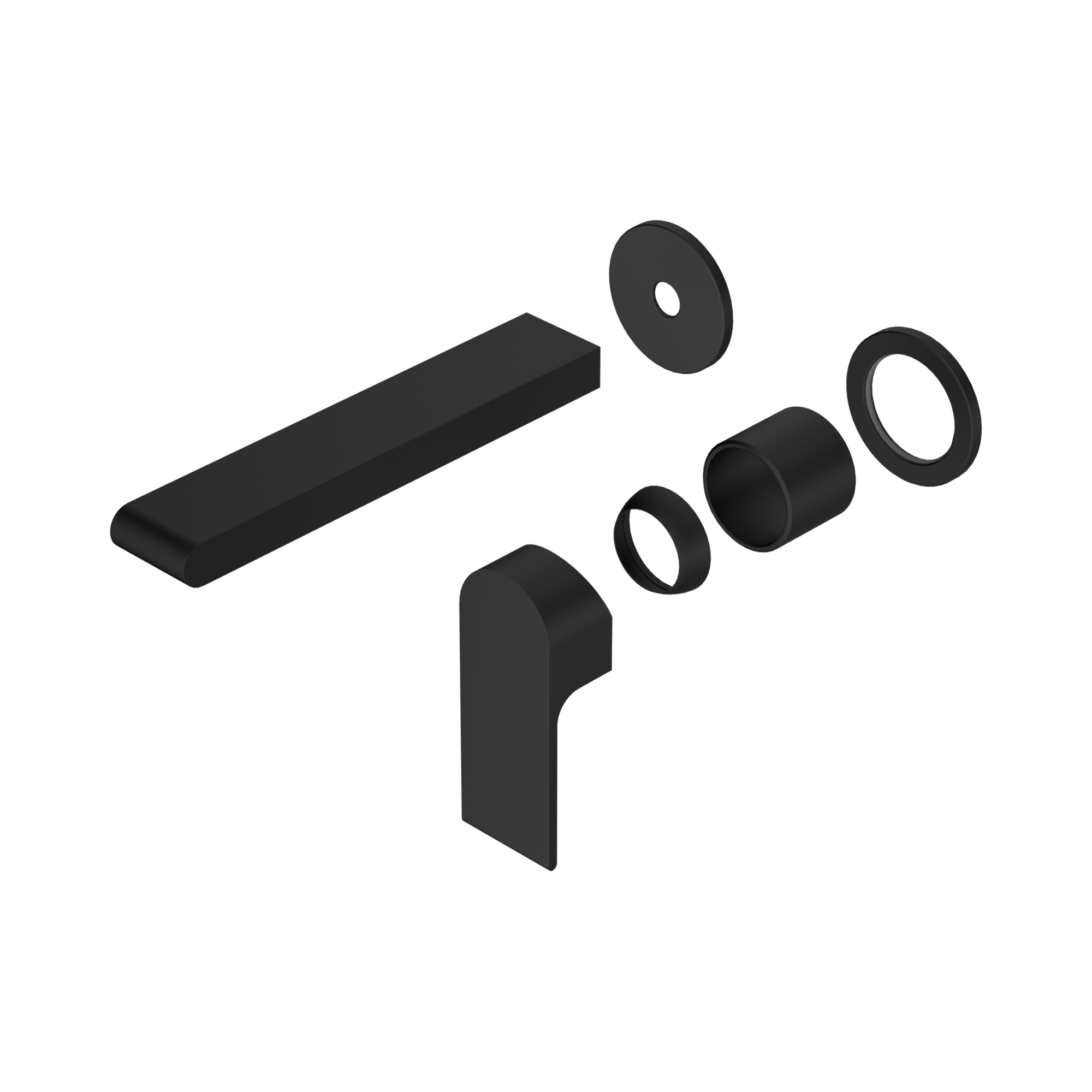 Nero Bianca Wall Mixer Set Separate Back Plate 187mm Trim Kits Only, Matte Black