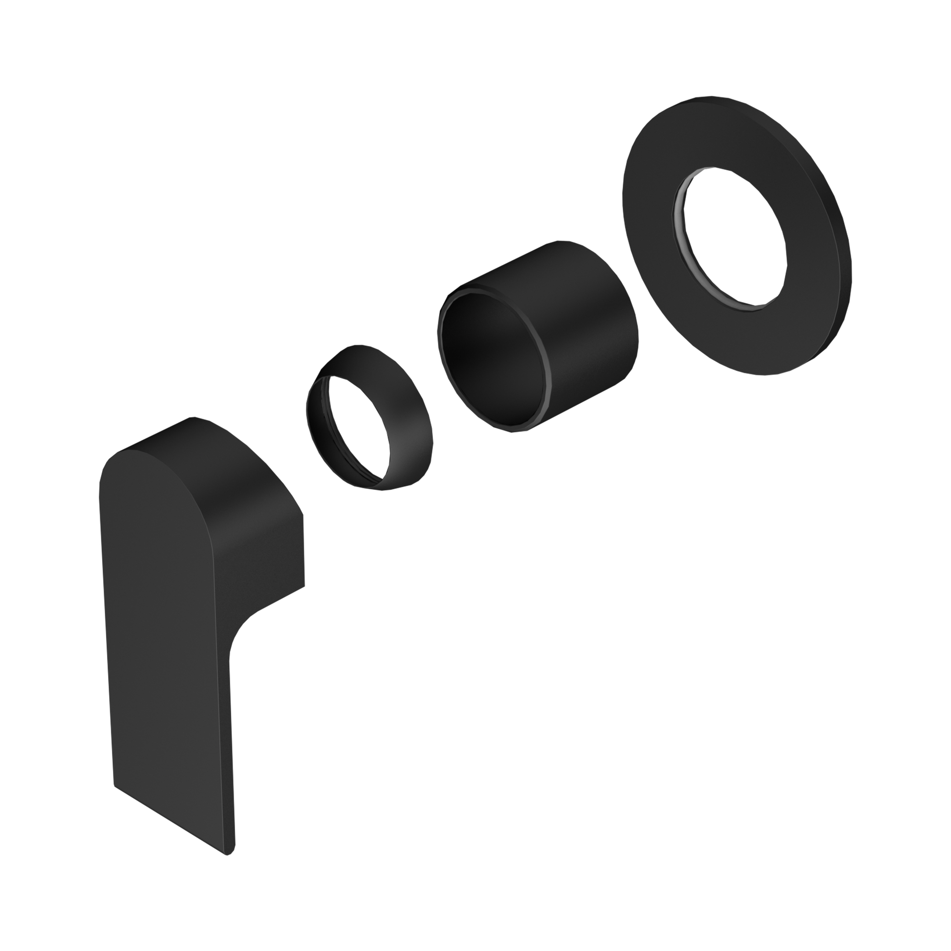 Nero Bianca Wall/Shower Mixer 80mm Plate Trim Kits Only, Matte Black