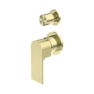Nero Bianca Shower Mixer With Diverter Separate Back Plate, Brushed Gold