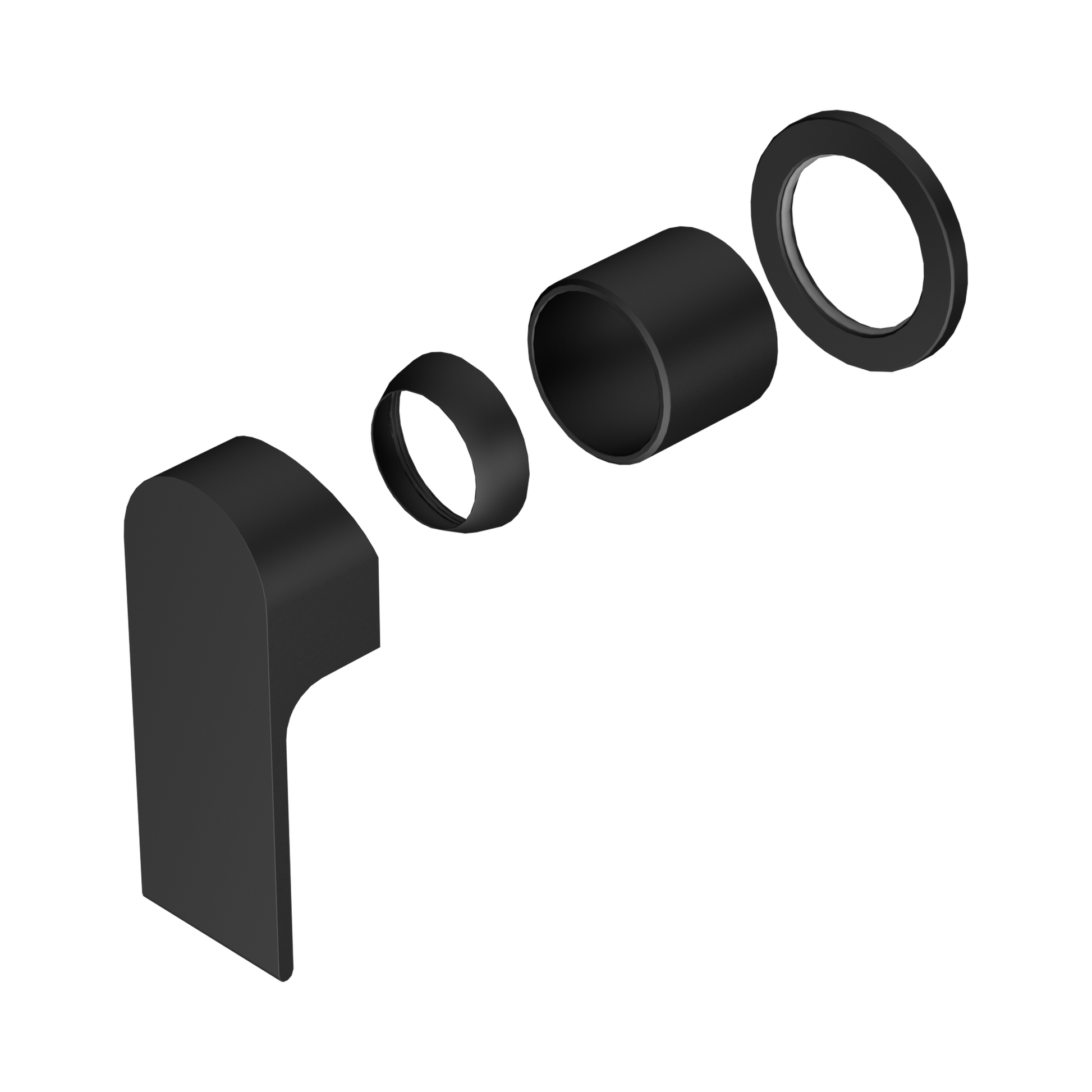 Nero Bianca Wall/Shower Mixer 60mm Plate Trim Kits Only, Matte Black