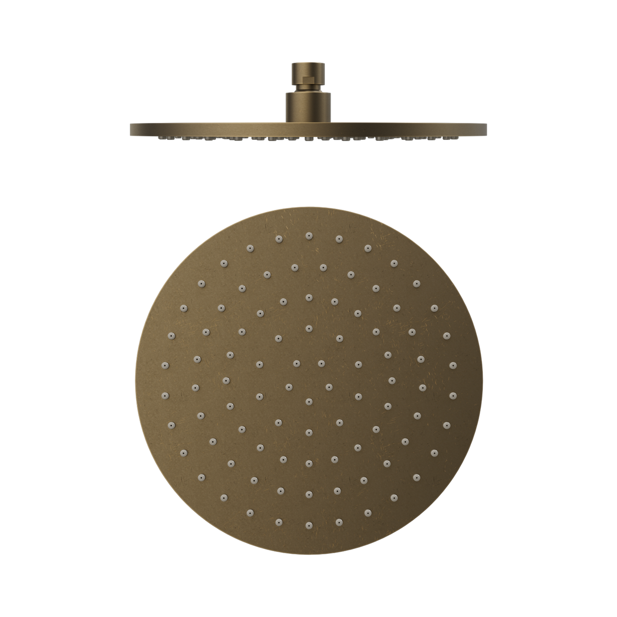 Nero 250mm Round Metal Shower Head II, Tumbled Antique Brass