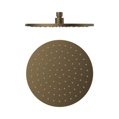 Nero 250mm Round Metal Shower Head II, Tumbled Antique Brass