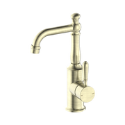 Nero York Basin Mixer With Metal Lever Aged Brass