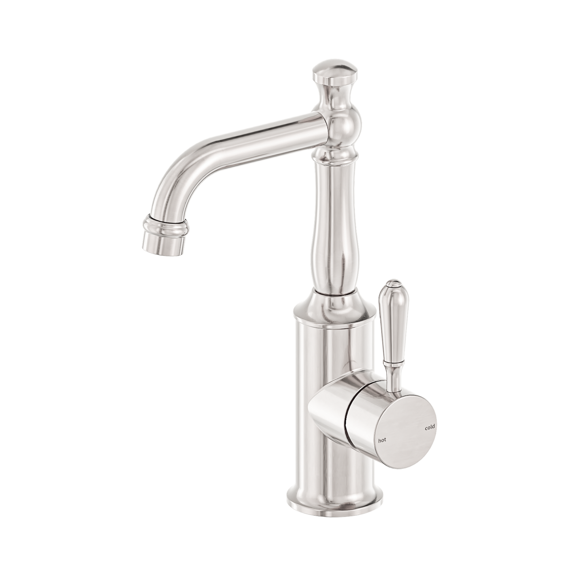 Nero York Basin Mixer With Metal Lever, Brushed Nickel