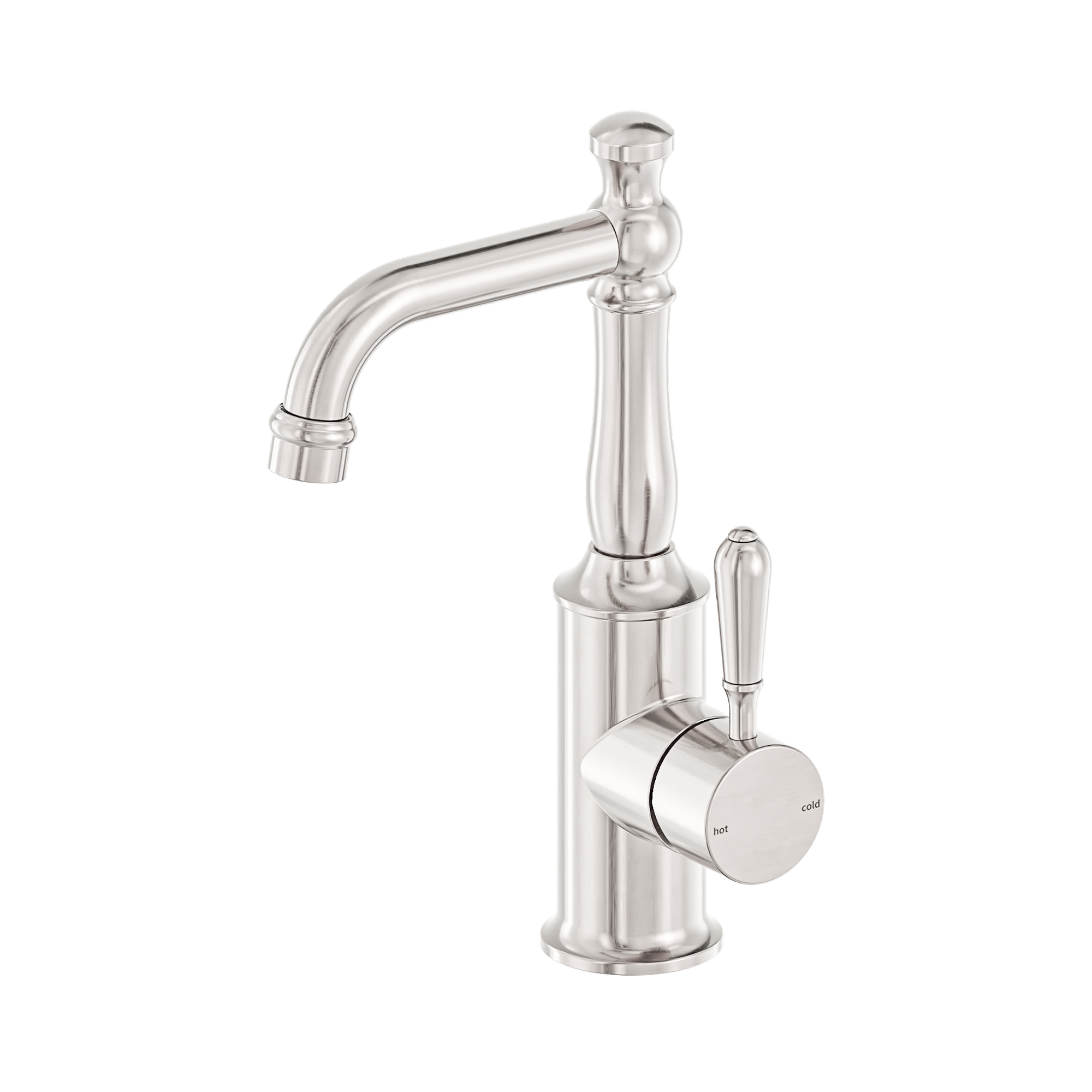 Nero York Basin Mixer With Metal Lever, Brushed Nickel
