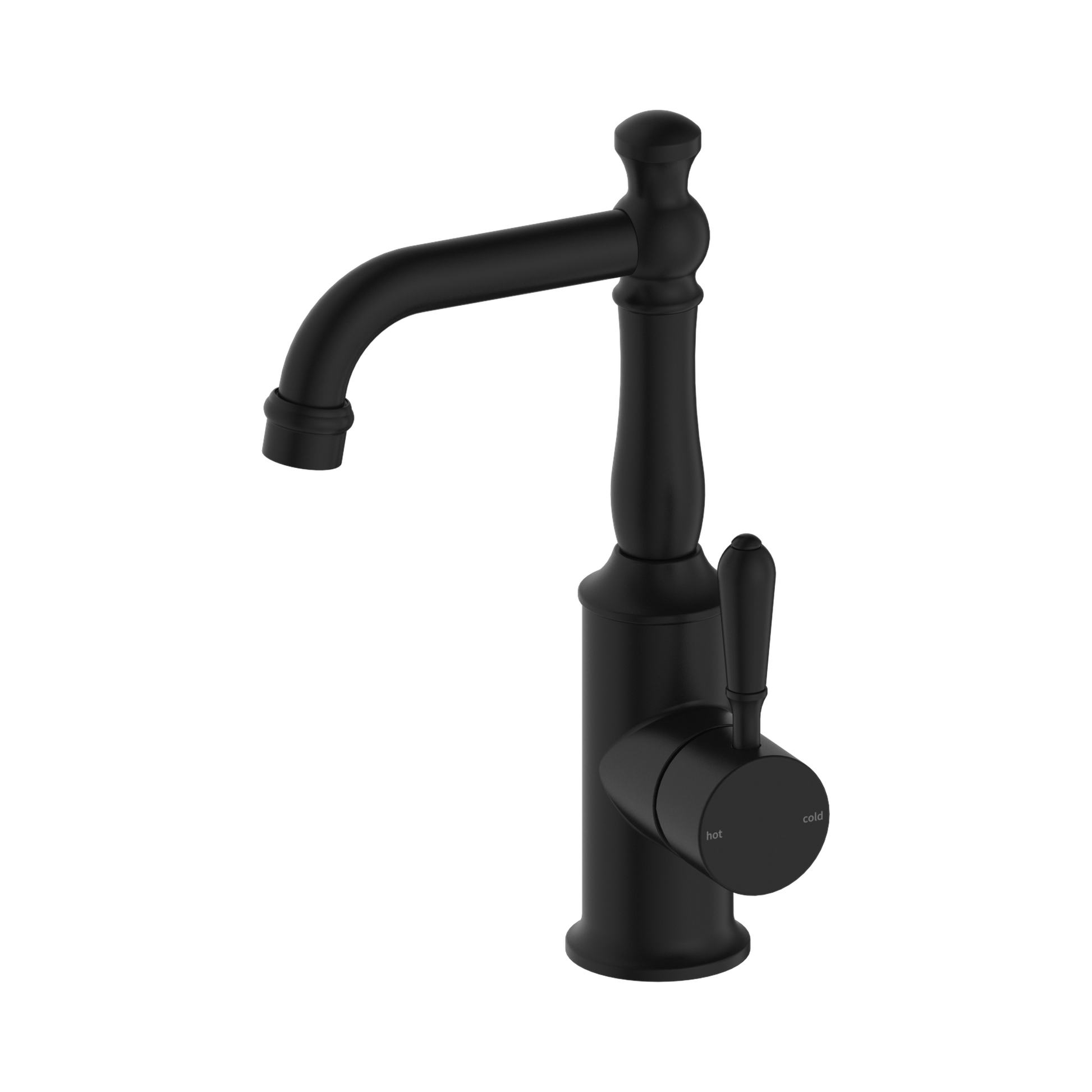 Nero York Basin Mixer With Metal Lever, Matte Black