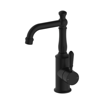 Nero York Basin Mixer With Metal Lever, Matte Black