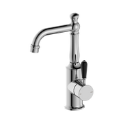 Nero York Basin Mixer With Black Porcelain Lever, Chrome