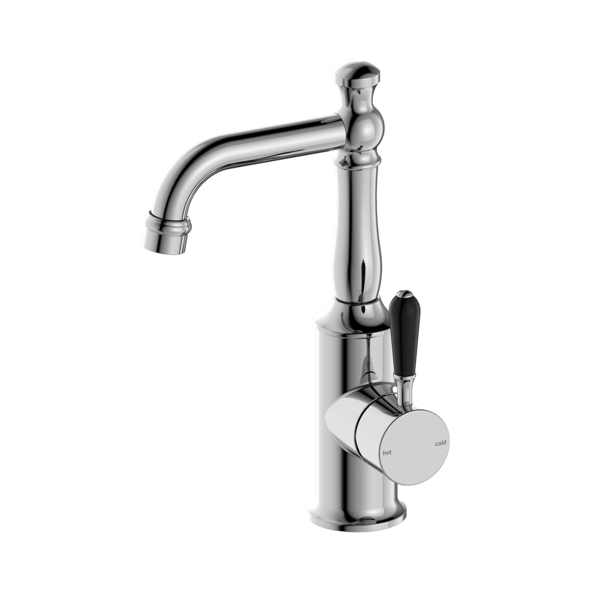 Nero York Basin Mixer With Black Porcelain Lever, Chrome