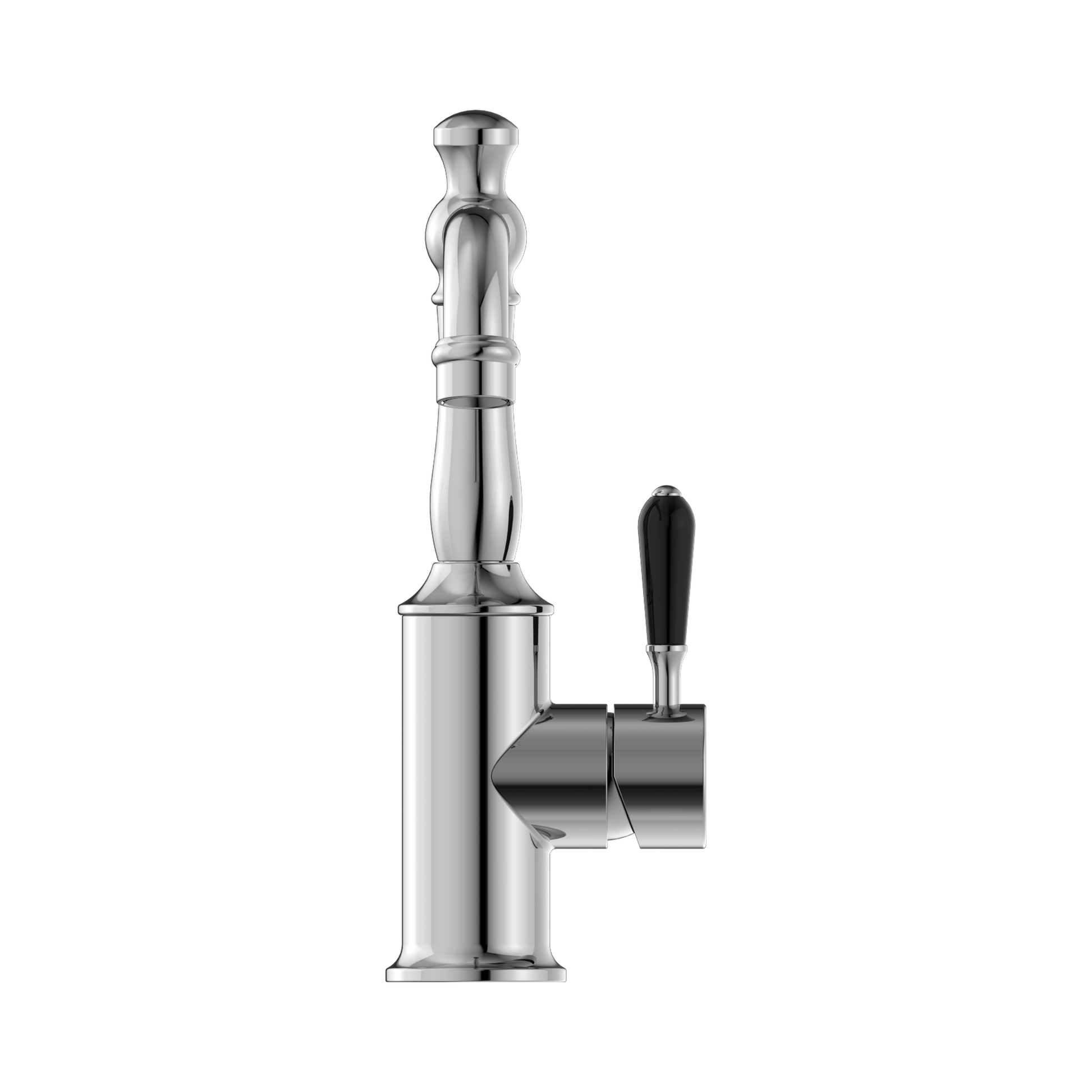 Nero York Basin Mixer With Black Porcelain Lever, Chrome