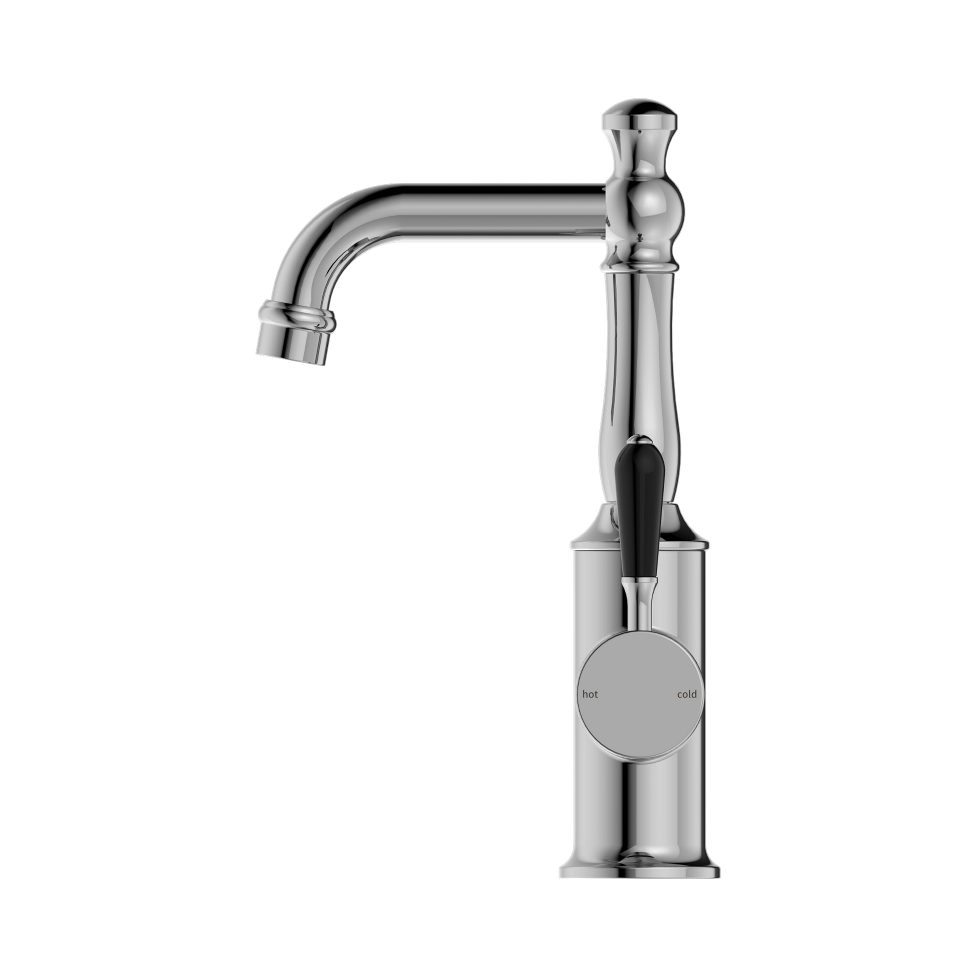 Nero York Basin Mixer With Black Porcelain Lever, Chrome