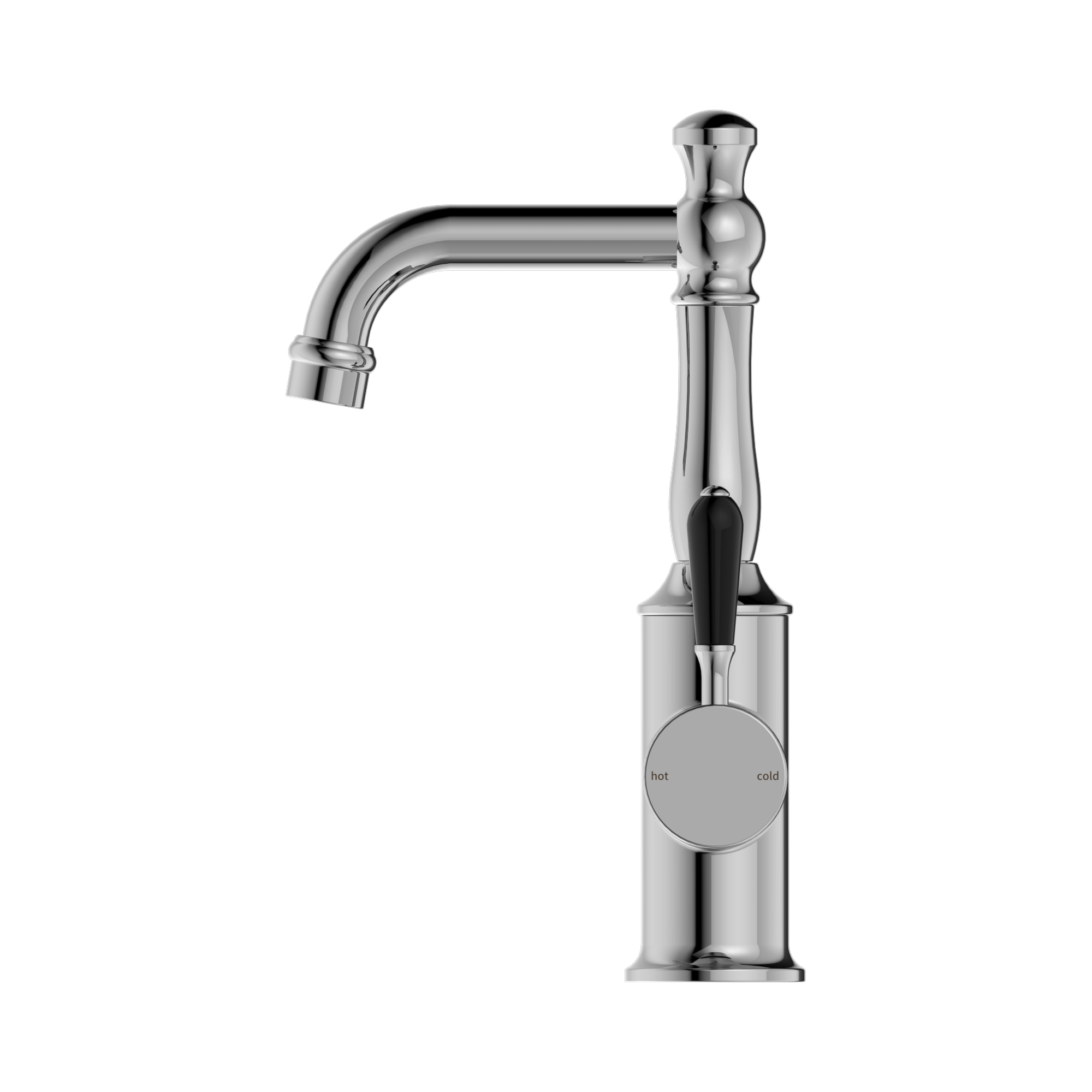 Nero York Basin Mixer With Black Porcelain Lever, Chrome