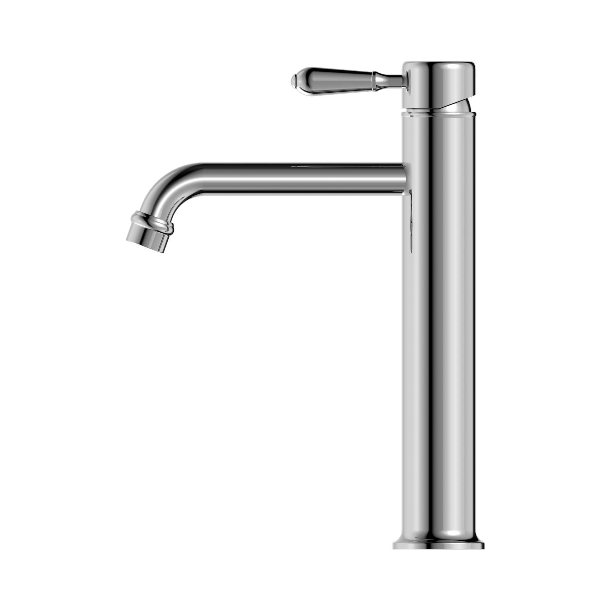 Nero York Straight Tall Basin Mixer With Metal Lever, Chrome