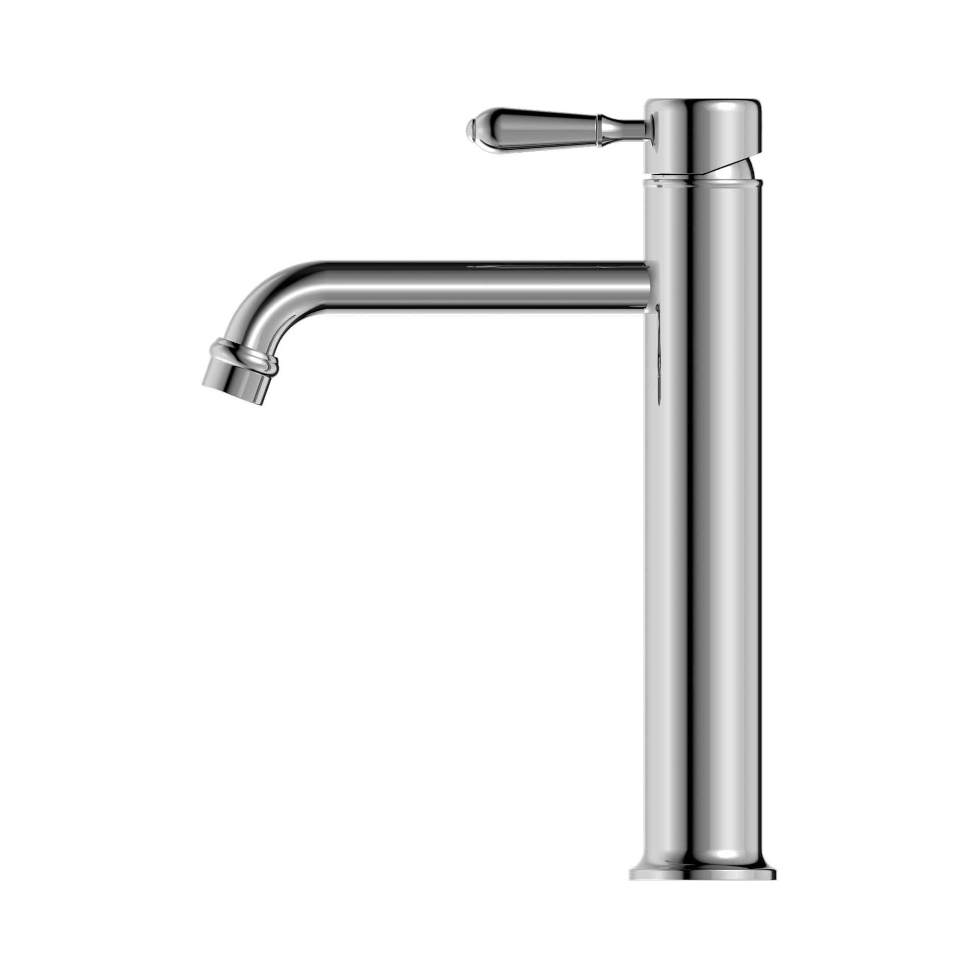 Nero York Straight Tall Basin Mixer With Metal Lever, Chrome